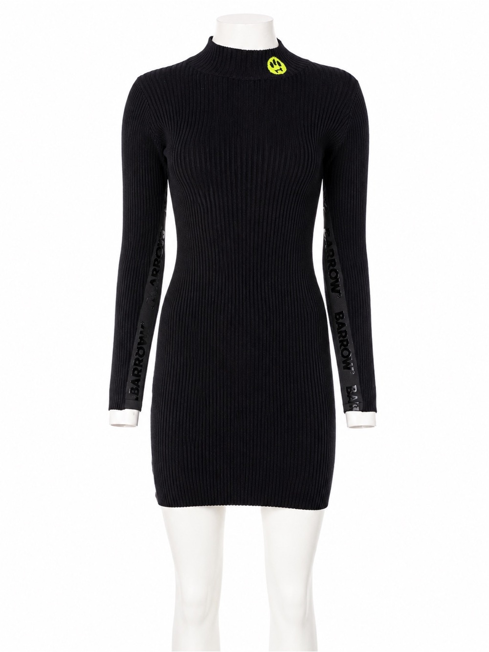 Arrow Black Ribbed Mock-Neck Mini Dress with Neon Accent